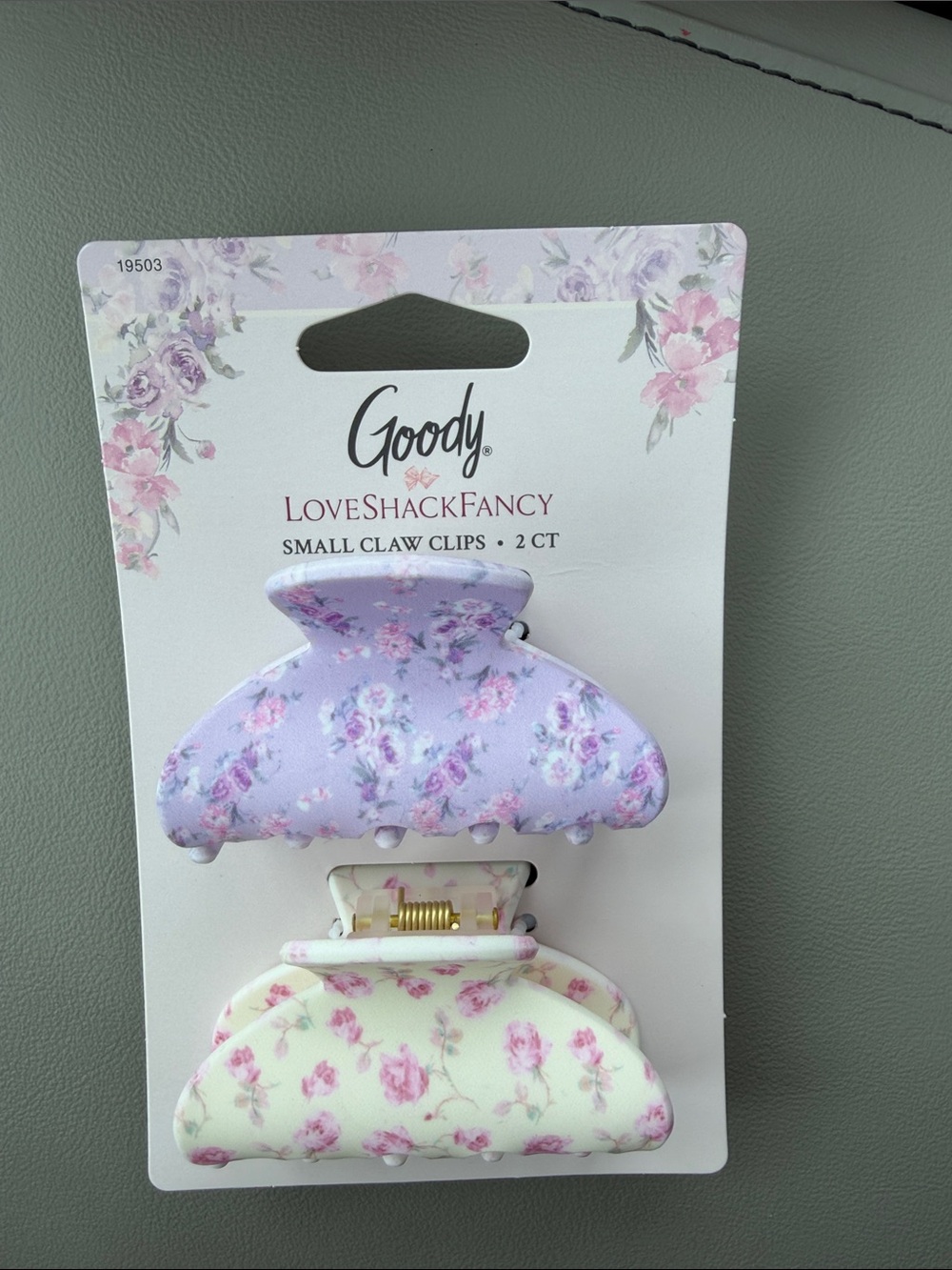 LoveShackFancy Lavender & Cream Floral Small Claw Clips (2 Pack)